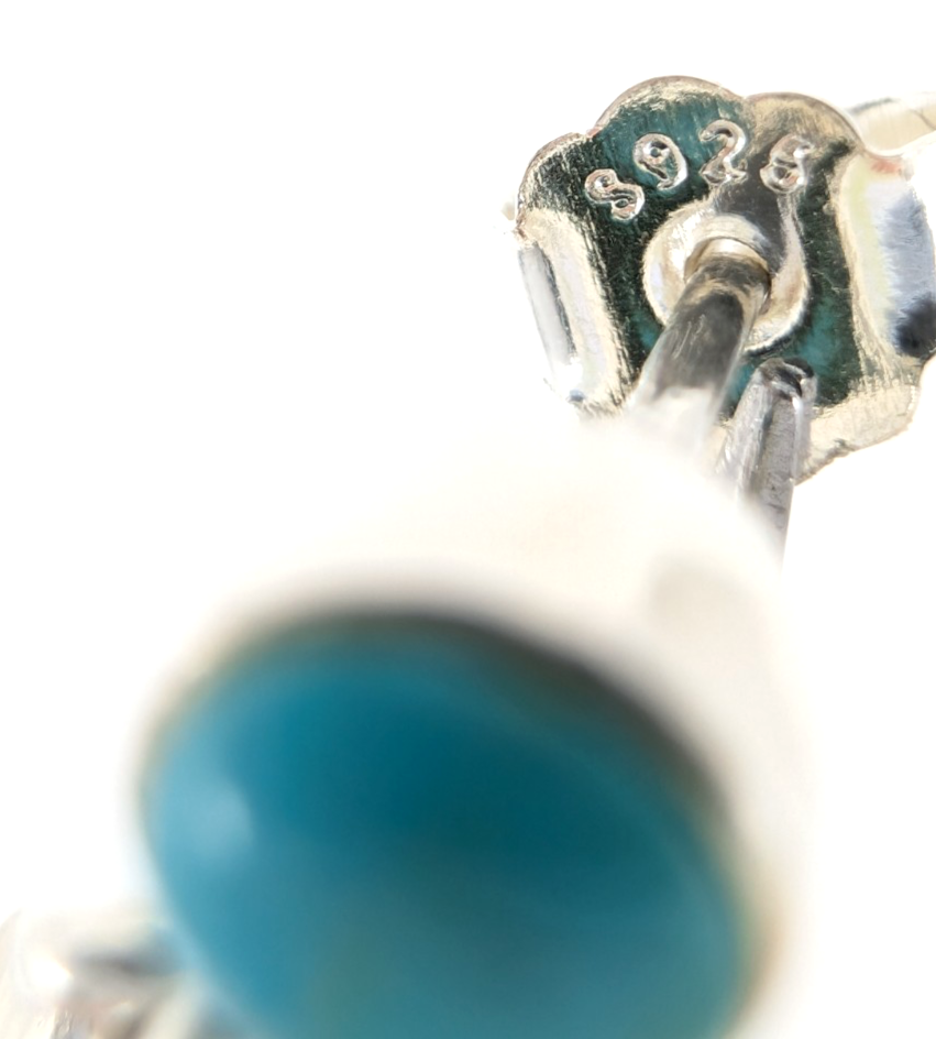 Sterling Silver 925 1 1/8" Earrings Turquoise & Carelian Dangle 12669 - Image 15