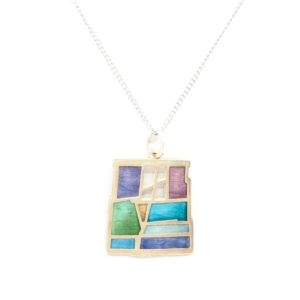 Sterling Silver 925 Necklace Wright Mosaic Charm 12222