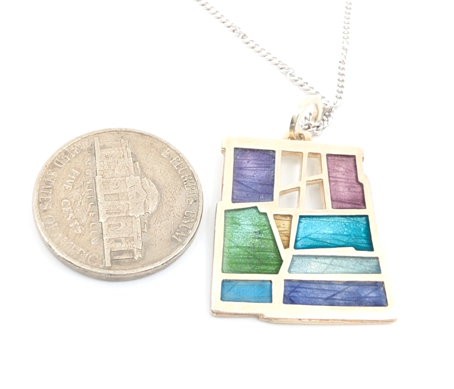 Sterling Silver 925 Necklace Wright Mosaic Charm 12222 - Image 2