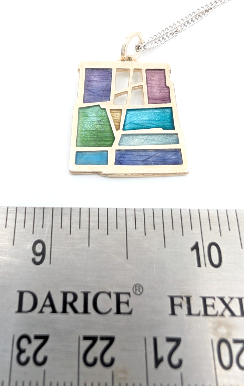 Sterling Silver 925 Necklace Wright Mosaic Charm 12222 - Image 3