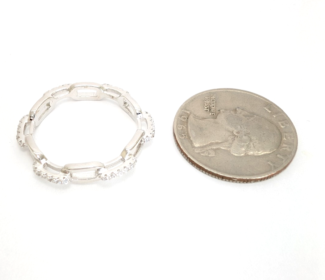 Sterling Silver 925 10 Ring Pave Chain 13675 - Image 13