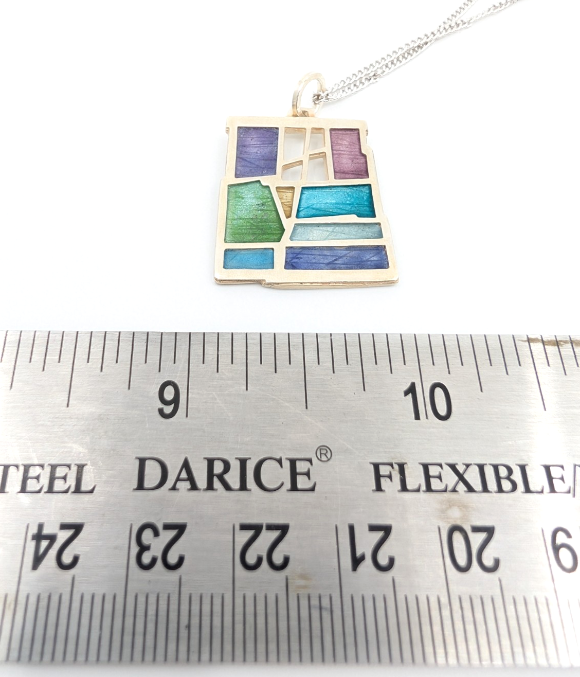 Sterling Silver 925 Necklace Wright Mosaic Charm 12222 - Image 4
