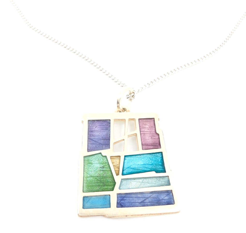 Sterling Silver 925 Necklace Wright Mosaic Charm 12222 - Image 8