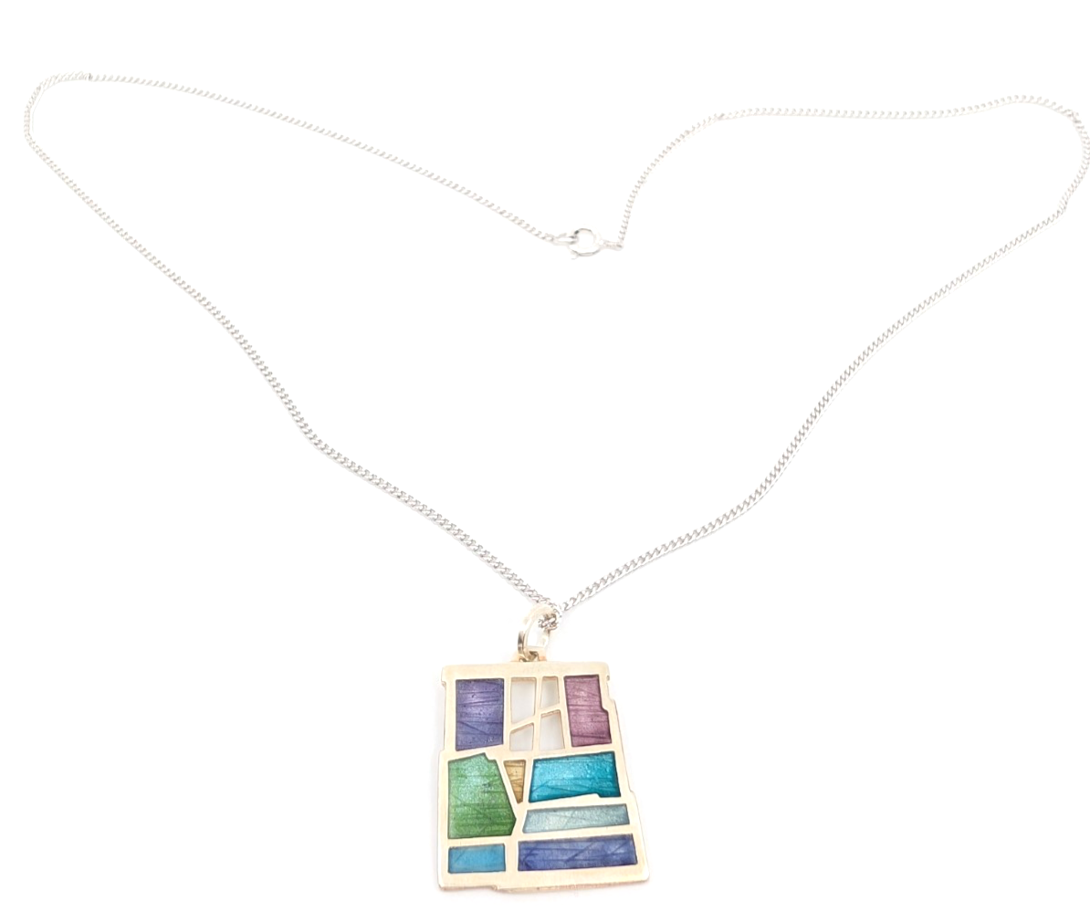 Sterling Silver 925 Necklace Wright Mosaic Charm 12222 - Image 9