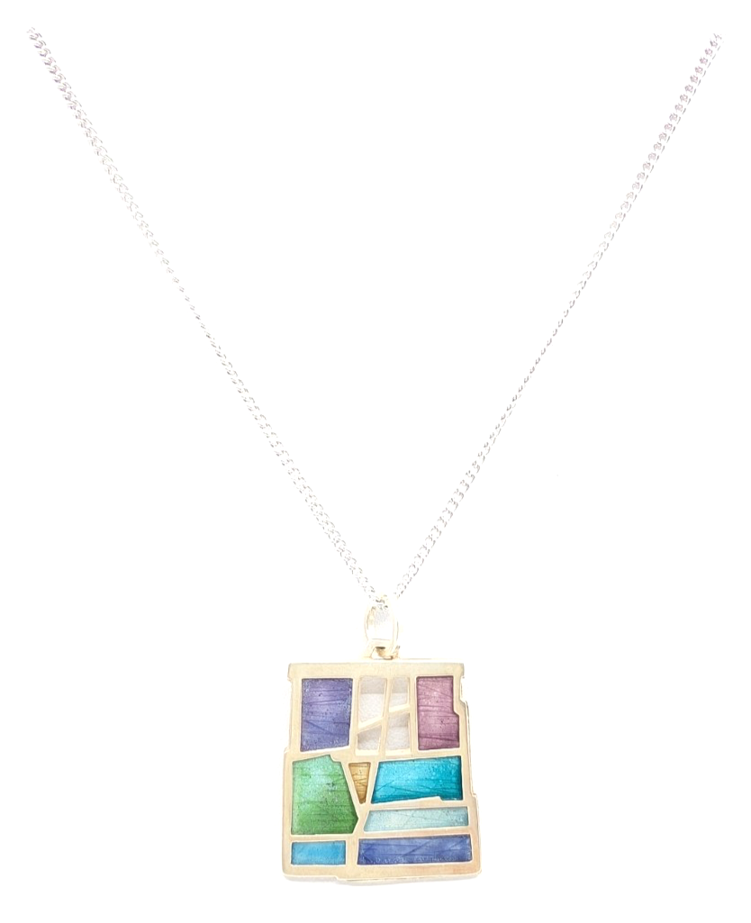 Sterling Silver 925 Necklace Wright Mosaic Charm 12222 - Image 10