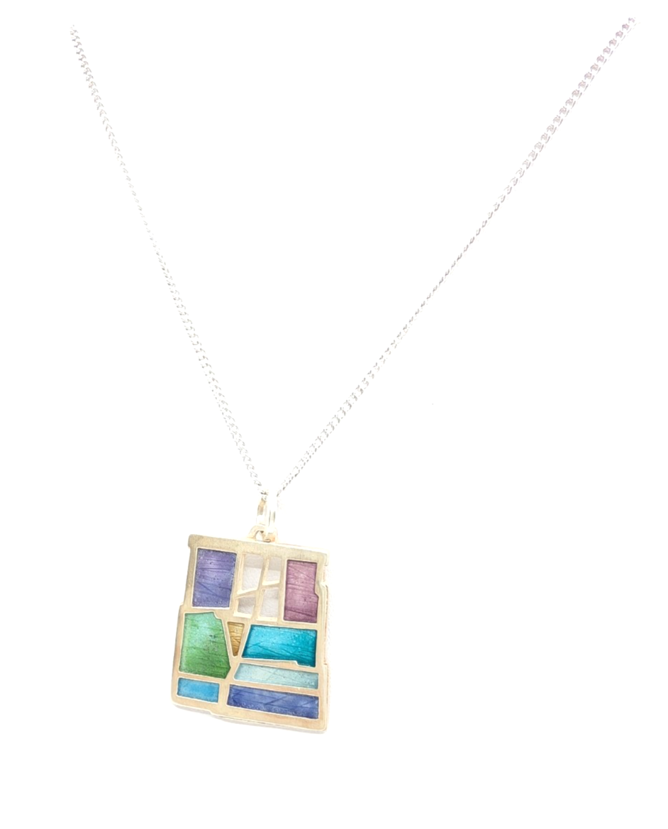Sterling Silver 925 Necklace Wright Mosaic Charm 12222 - Image 11