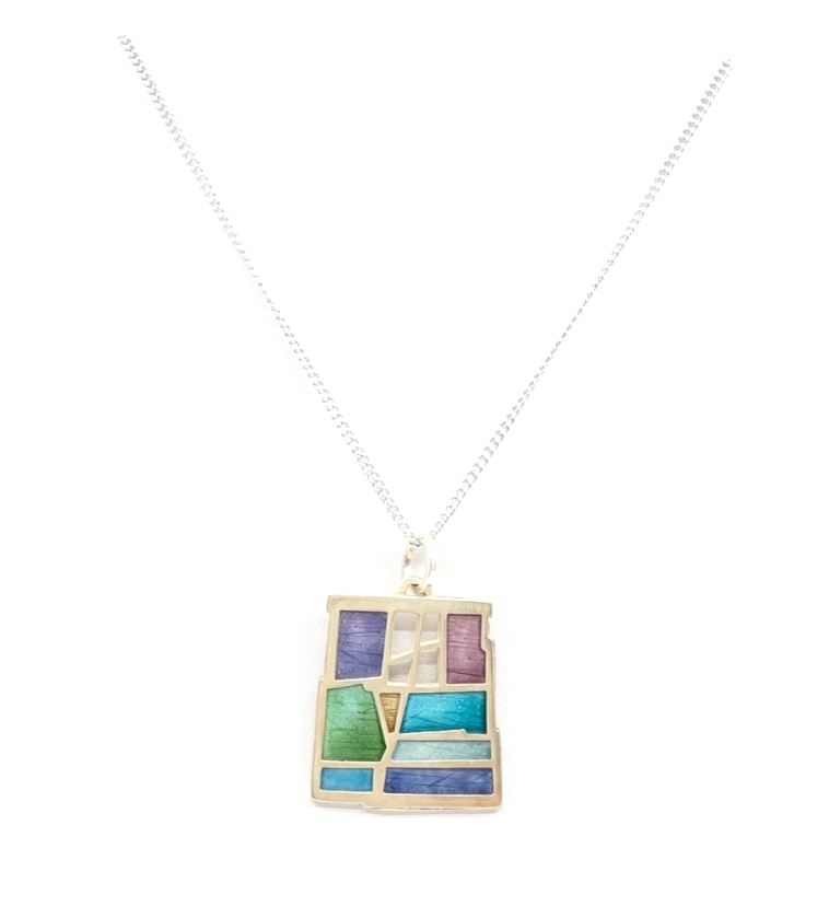 Sterling Silver 925 Necklace Wright Mosaic Charm 12222 - Image 12