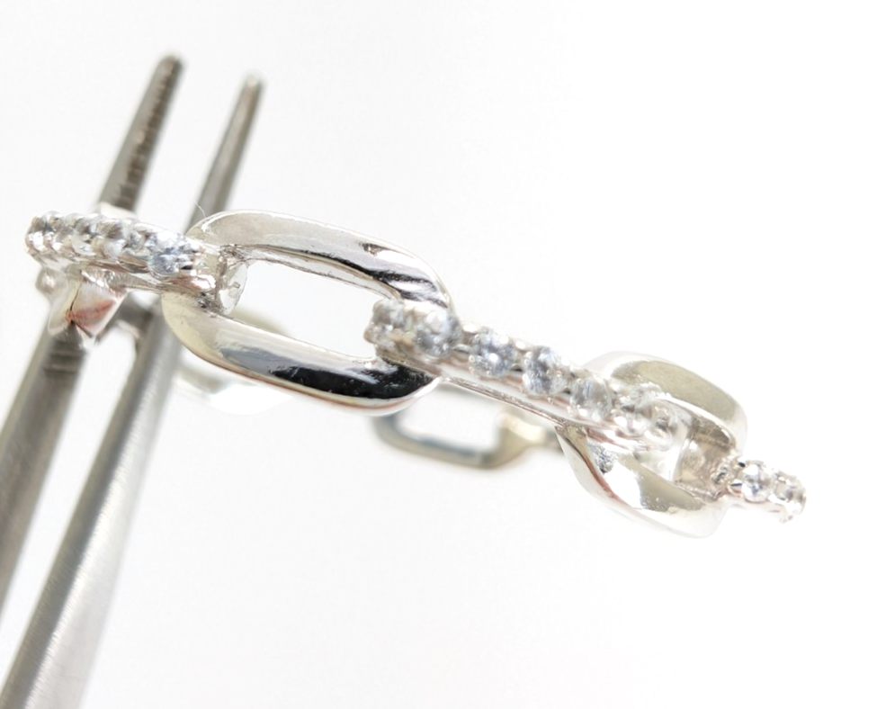 Sterling Silver 925 10 Ring Pave Chain 13675 - Image 14