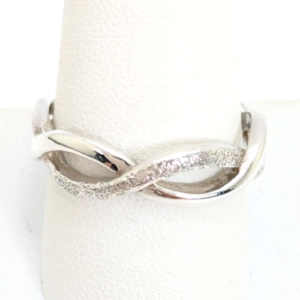 Sterling Silver 925 9.5 Ring Textured/ Polished Braided Band 11684