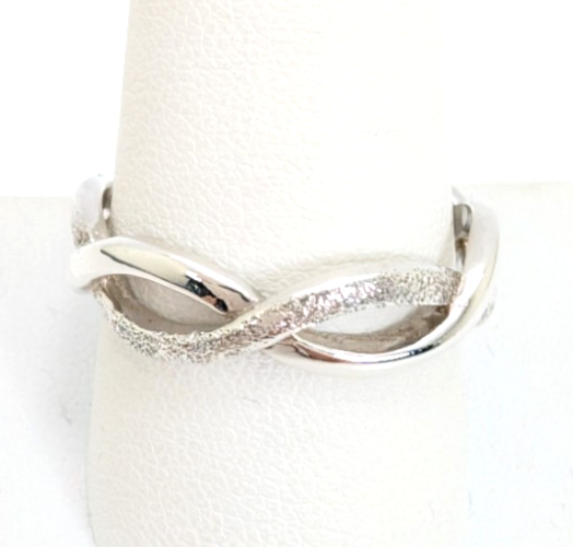 Sterling Silver 925 9.5 Ring Textured/ Polished Braided Band 11684