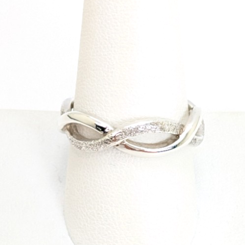 Sterling Silver 925 9.5 Ring Textured/ Polished Braided Band 11684 - Image 2