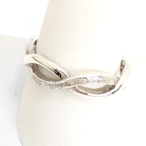 Sterling Silver 925 9.5 Ring Textured/ Polished Braided Band 11684 - Image 3