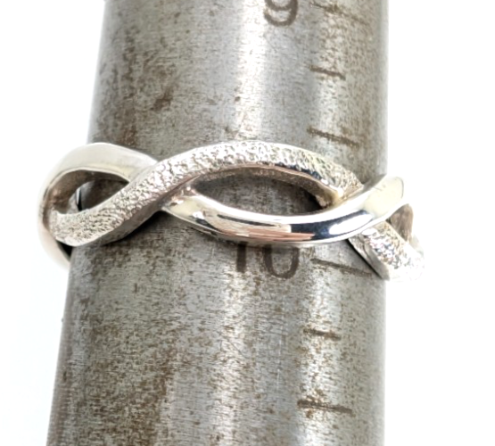 Sterling Silver 925 9.5 Ring Textured/ Polished Braided Band 11684 - Image 4