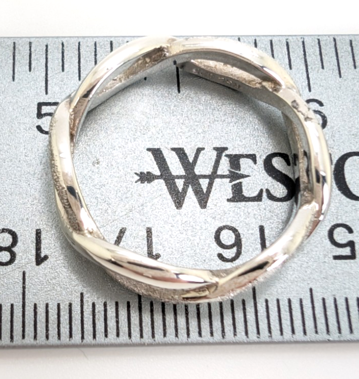Sterling Silver 925 9.5 Ring Textured/ Polished Braided Band 11684 - Image 5
