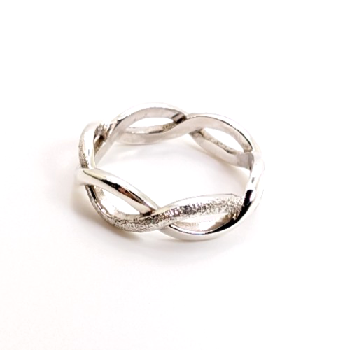 Sterling Silver 925 9.5 Ring Textured/ Polished Braided Band 11684 - Image 9