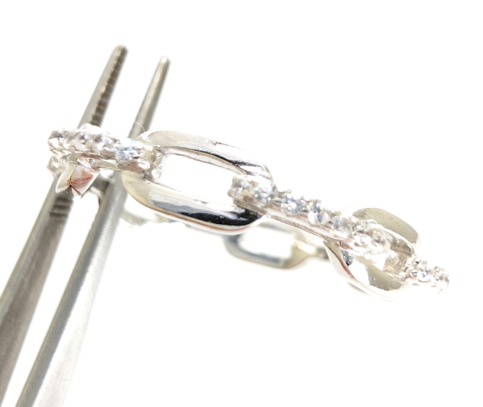 Sterling Silver 925 10 Ring Pave Chain 13675 - Image 15