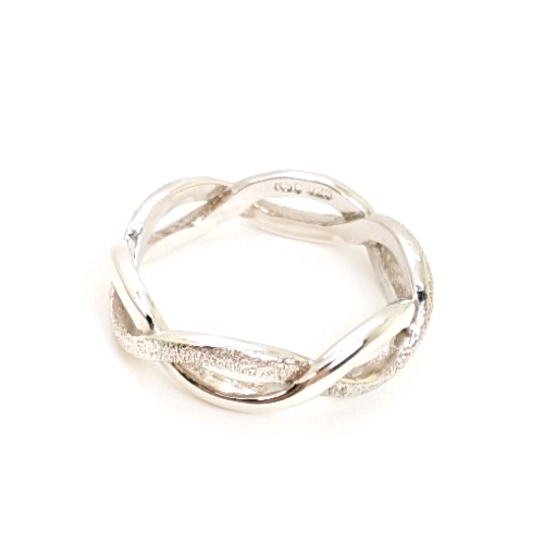 Sterling Silver 925 9.5 Ring Textured/ Polished Braided Band 11684 - Image 10