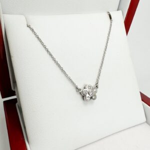 14K White Gold 1/10ctw Diamond Flower 16" Necklace L751