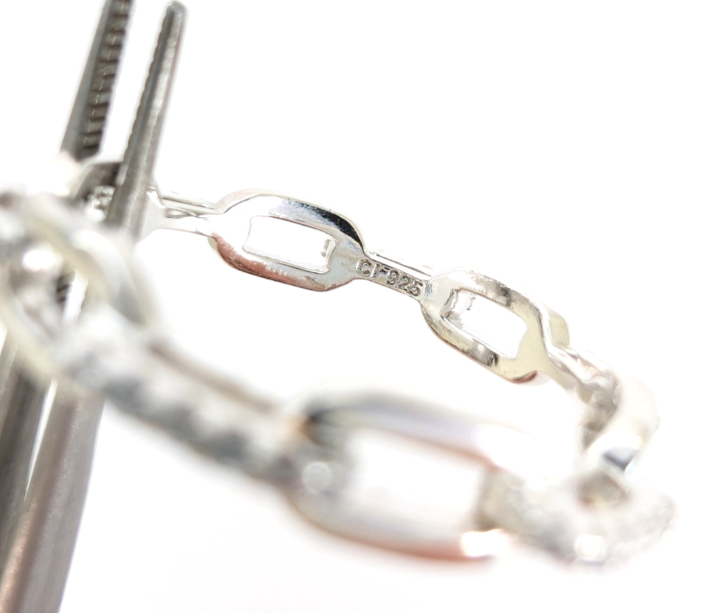 Sterling Silver 925 10 Ring Pave Chain 13675 - Image 17