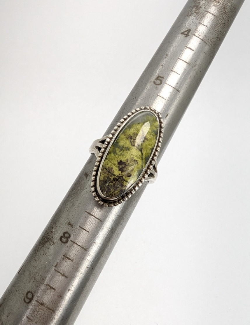 Sterling Silver 925 Beaded Framed Green Turquoise Oval Gemstone Ring O1651 - Image 7
