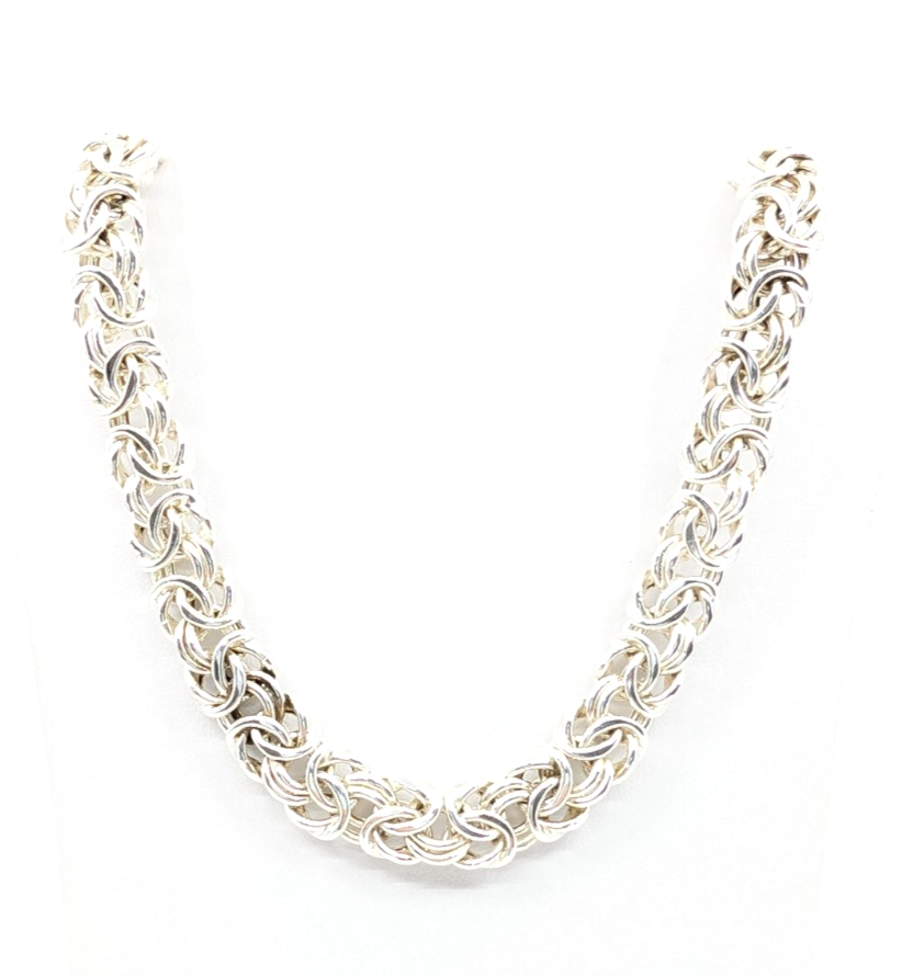 Sterling Silver 925 3/8" Necklace 18.5" Byzantine Necklace 12720