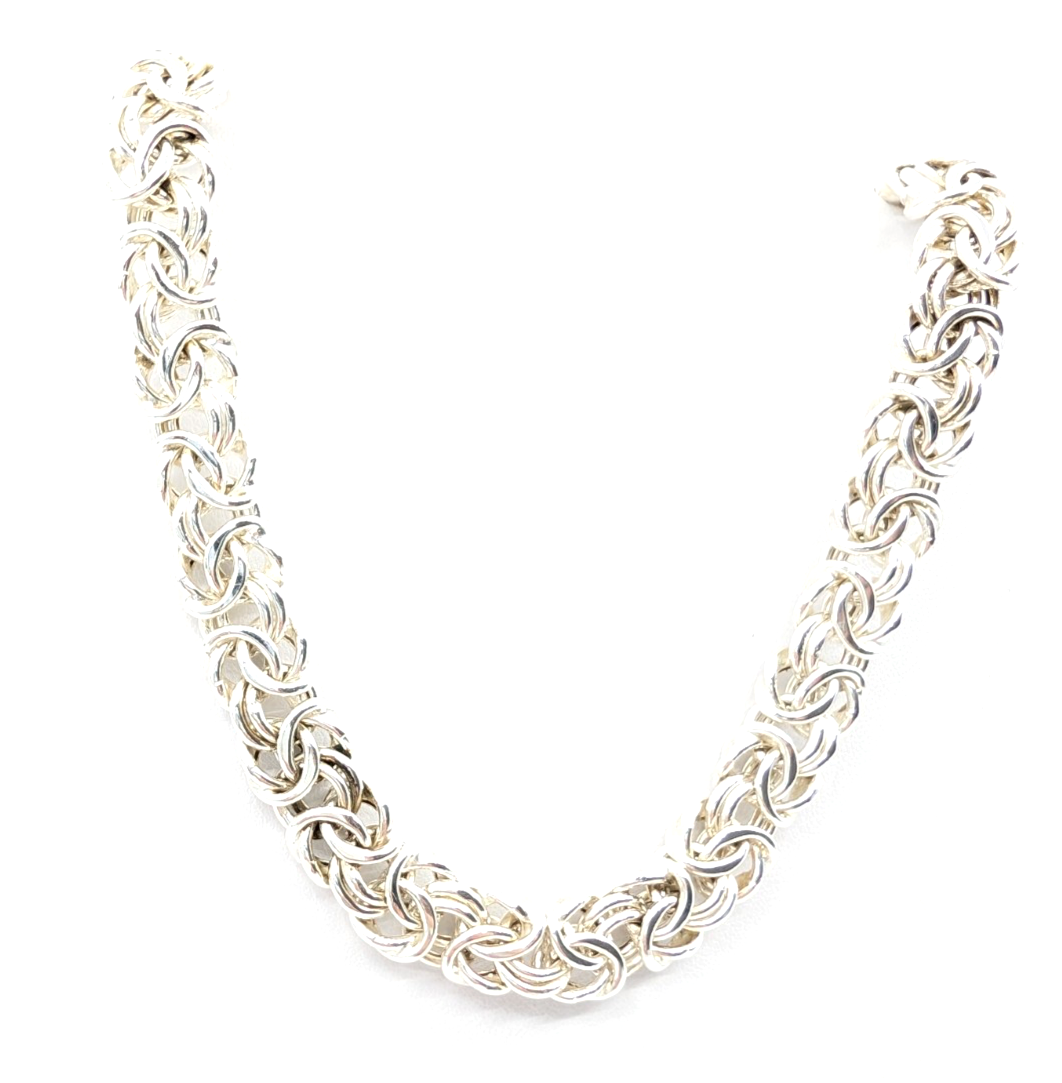 Sterling Silver 925 3/8" Necklace 18.5" Byzantine Necklace 12720 - Image 5