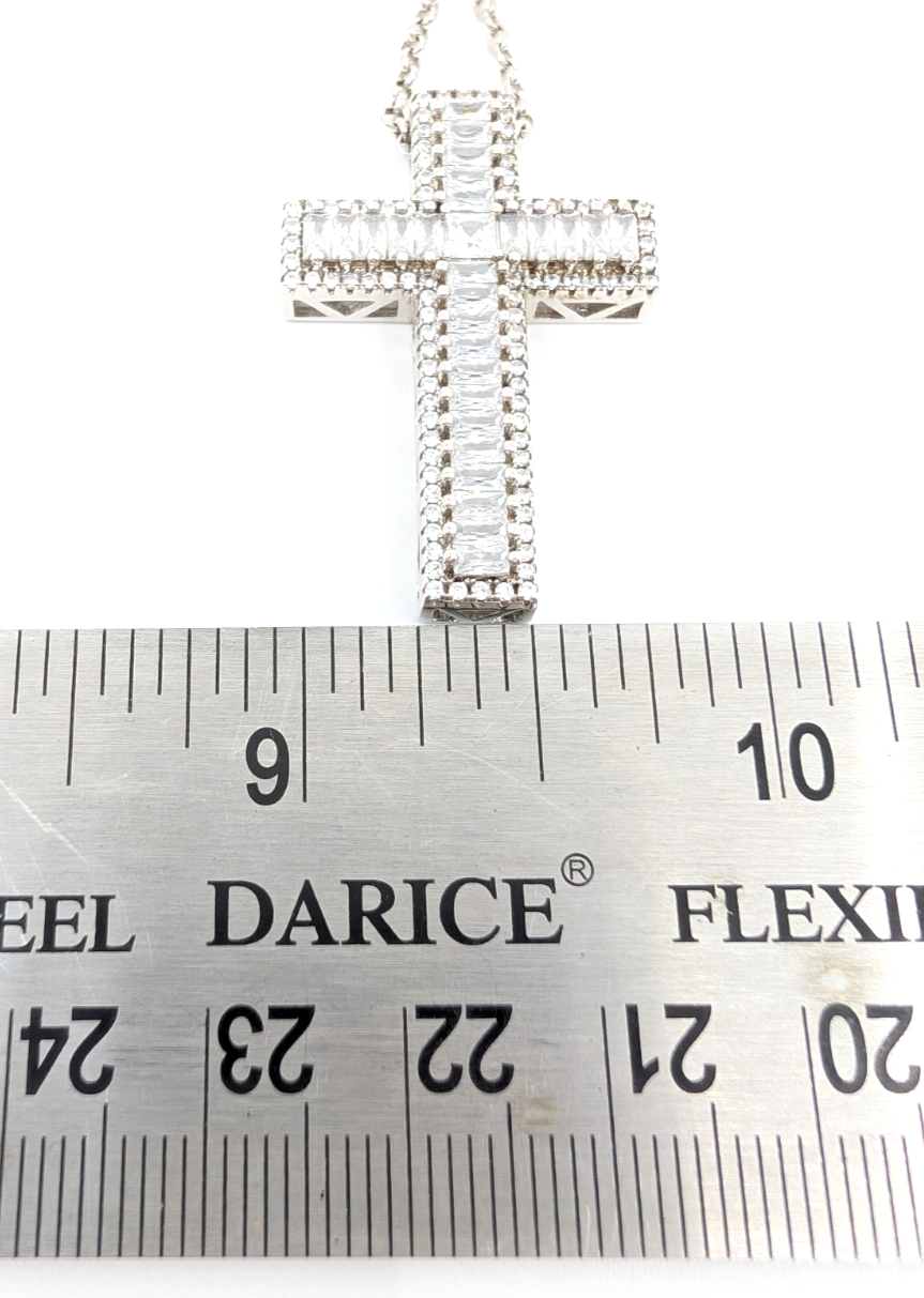 Sterling Silver 925 18" Necklace Glass Cross Rolo R503- FOX1426 - Image 12