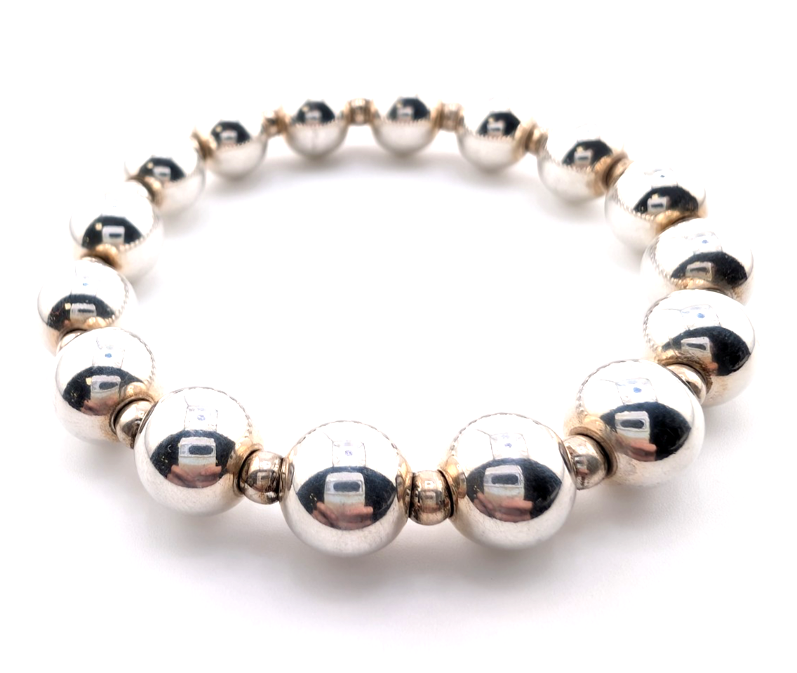 Sterling Silver 925 7.5" Bracelet Ball- Beads R1046- CRN13