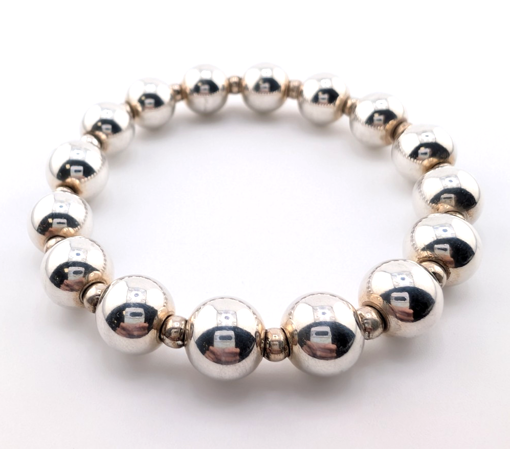 Sterling Silver 925 7.5" Bracelet Ball- Beads R1046- CRN13 - Image 2