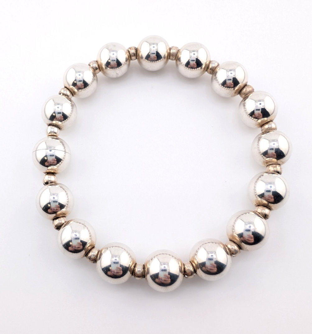 Sterling Silver 925 7.5" Bracelet Ball- Beads R1046- CRN13 - Image 4