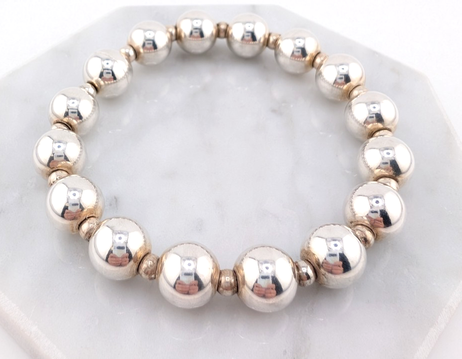 Sterling Silver 925 7.5" Bracelet Ball- Beads R1046- CRN13 - Image 5