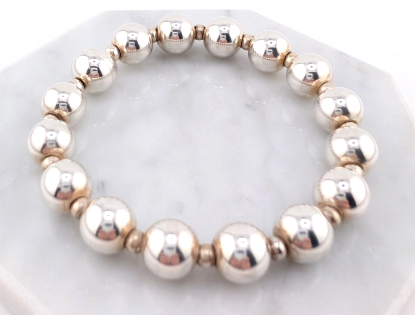 Sterling Silver 925 7.5" Bracelet Ball- Beads R1046- CRN13 - Image 6
