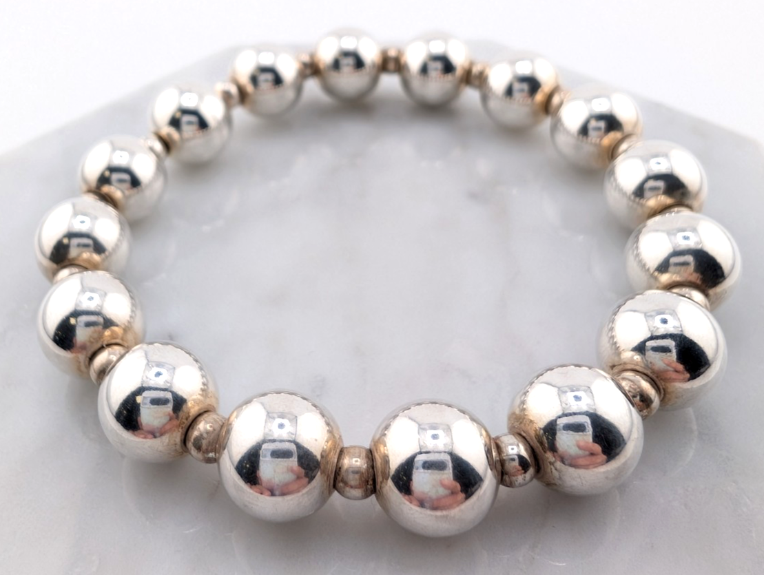 Sterling Silver 925 7.5" Bracelet Ball- Beads R1046- CRN13 - Image 7