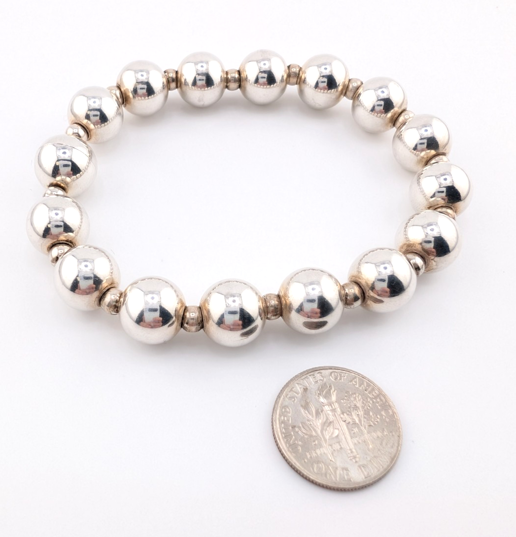 Sterling Silver 925 7.5" Bracelet Ball- Beads R1046- CRN13 - Image 8