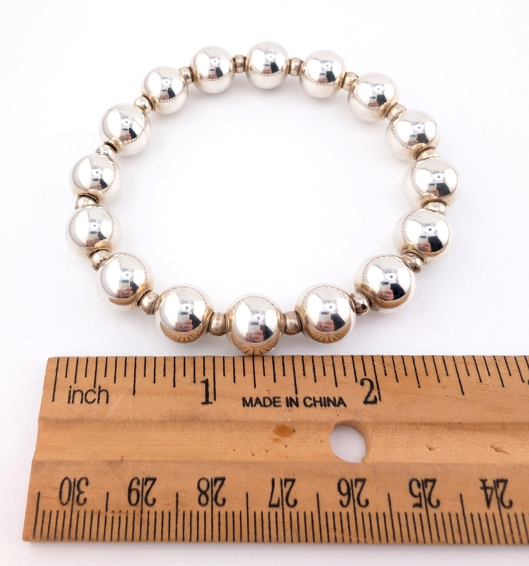 Sterling Silver 925 7.5" Bracelet Ball- Beads R1046- CRN13 - Image 10