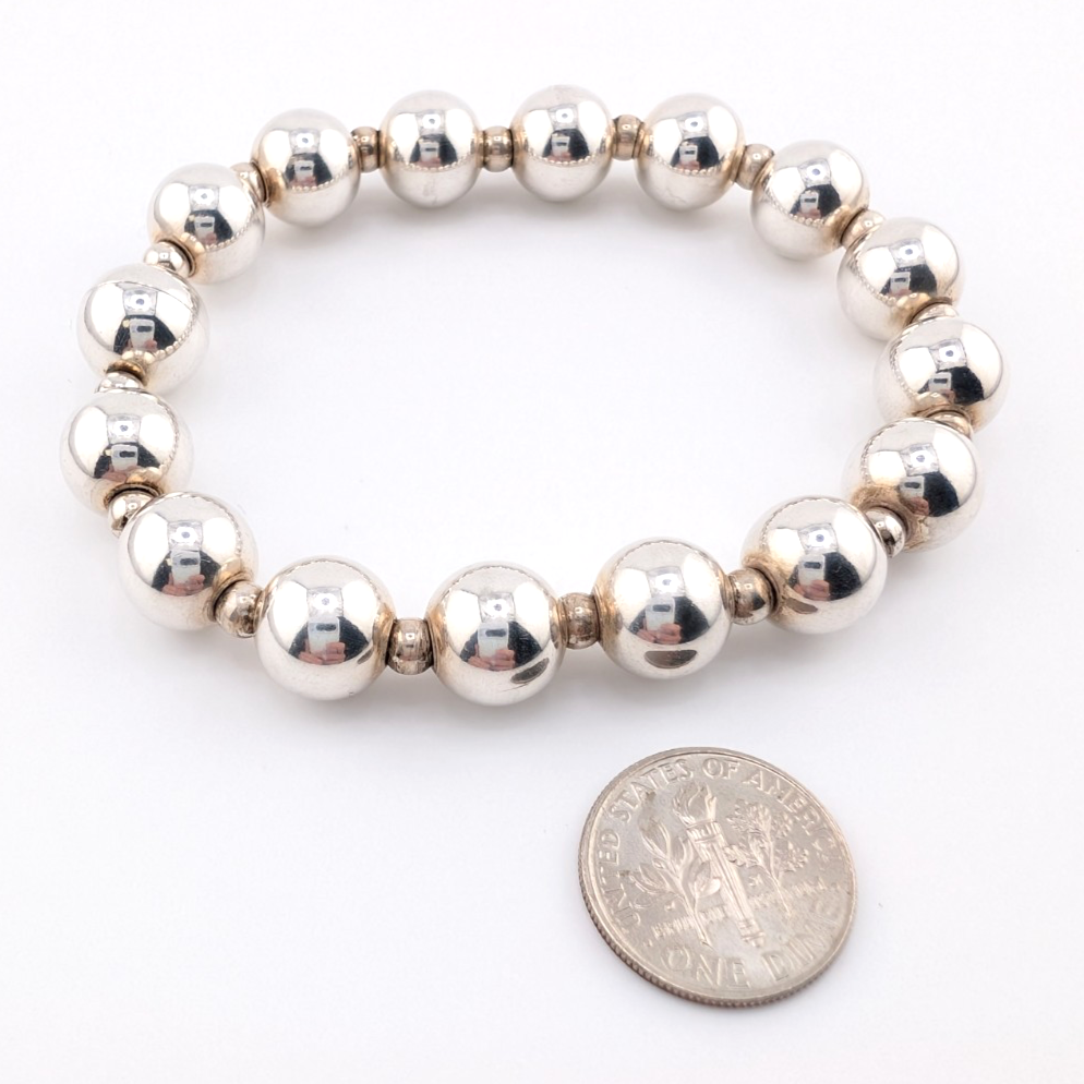 Sterling Silver 925 7.5" Bracelet Ball- Beads R1046- CRN13 - Image 11