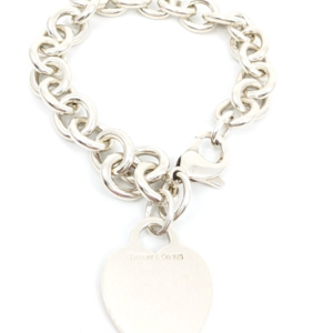 Sterling Silver 925 7.5" Bracelet Tiffany & Co Heart Tag Cable R609- OAK71