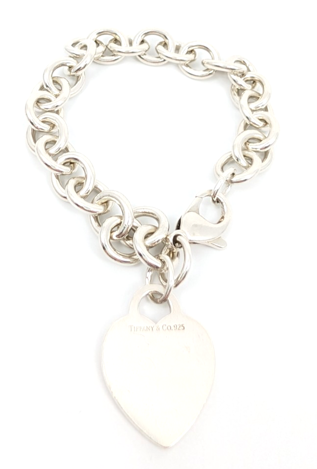 Sterling Silver 925 7.5" Bracelet Tiffany & Co Heart Tag Cable R609- OAK71 - Image 4
