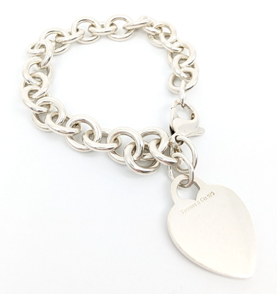Sterling Silver 925 7.5" Bracelet Tiffany & Co Heart Tag Cable R609- OAK71 - Image 5