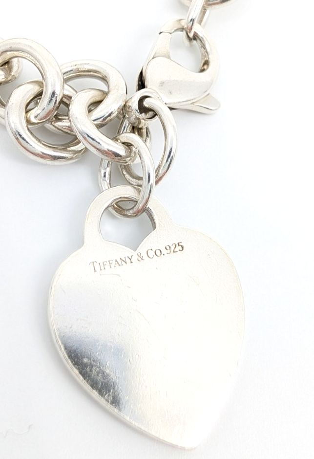 Sterling Silver 925 7.5" Bracelet Tiffany & Co Heart Tag Cable R609- OAK71 - Image 6