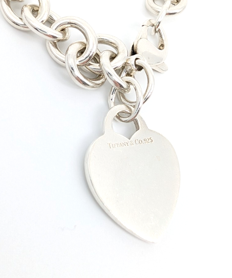 Sterling Silver 925 7.5" Bracelet Tiffany & Co Heart Tag Cable R609- OAK71 - Image 7