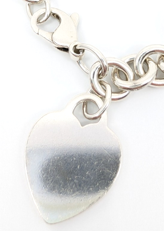 Sterling Silver 925 7.5" Bracelet Tiffany & Co Heart Tag Cable R609- OAK71 - Image 8