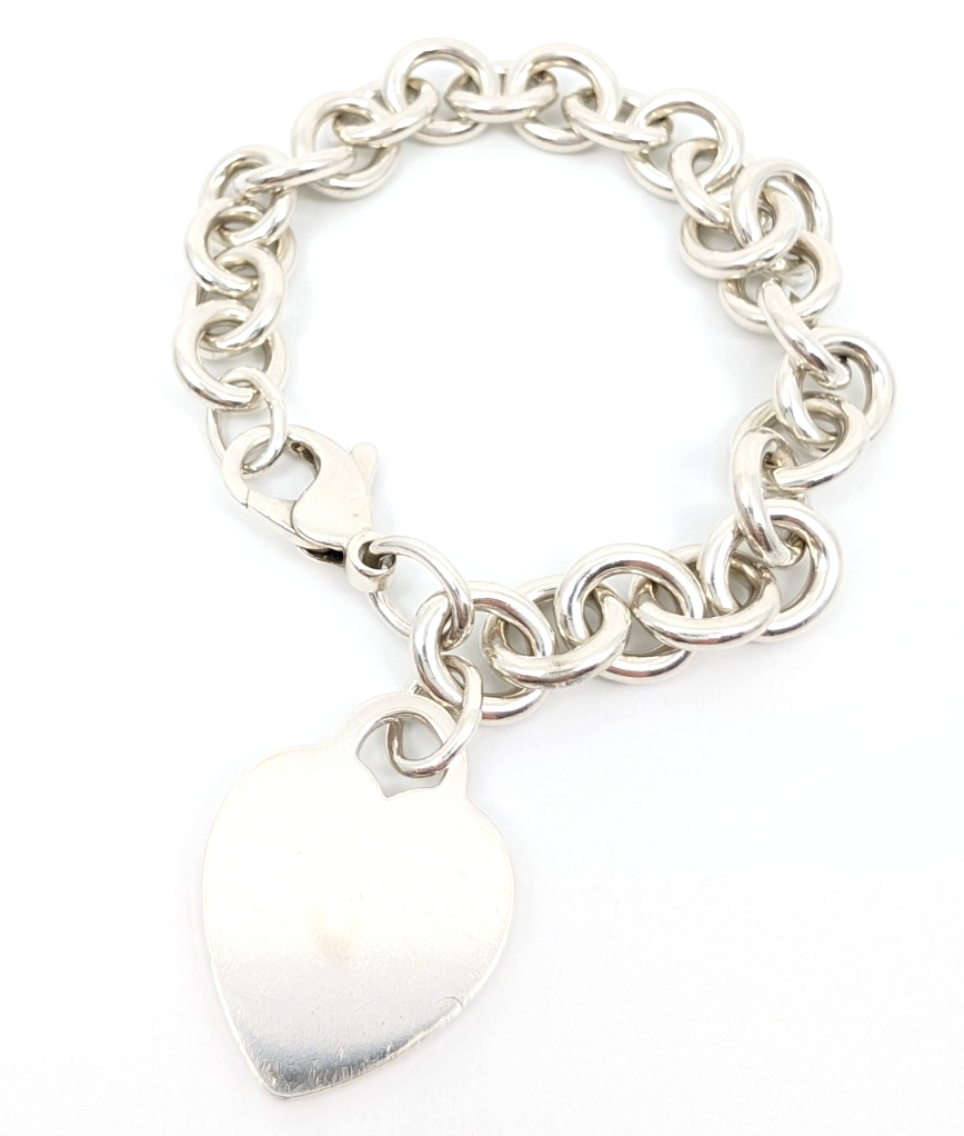 Sterling Silver 925 7.5" Bracelet Tiffany & Co Heart Tag Cable R609- OAK71 - Image 9