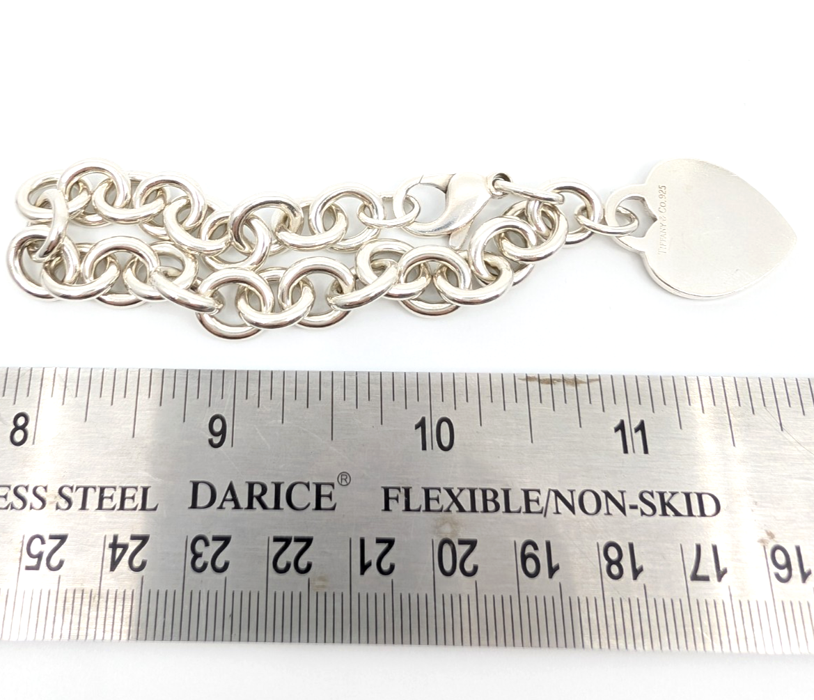 Sterling Silver 925 7.5" Bracelet Tiffany & Co Heart Tag Cable R609- OAK71 - Image 14