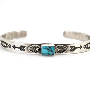 A. Jake Sterling Silver 925 Turquoise Stamped Cuff Bracelet 11326