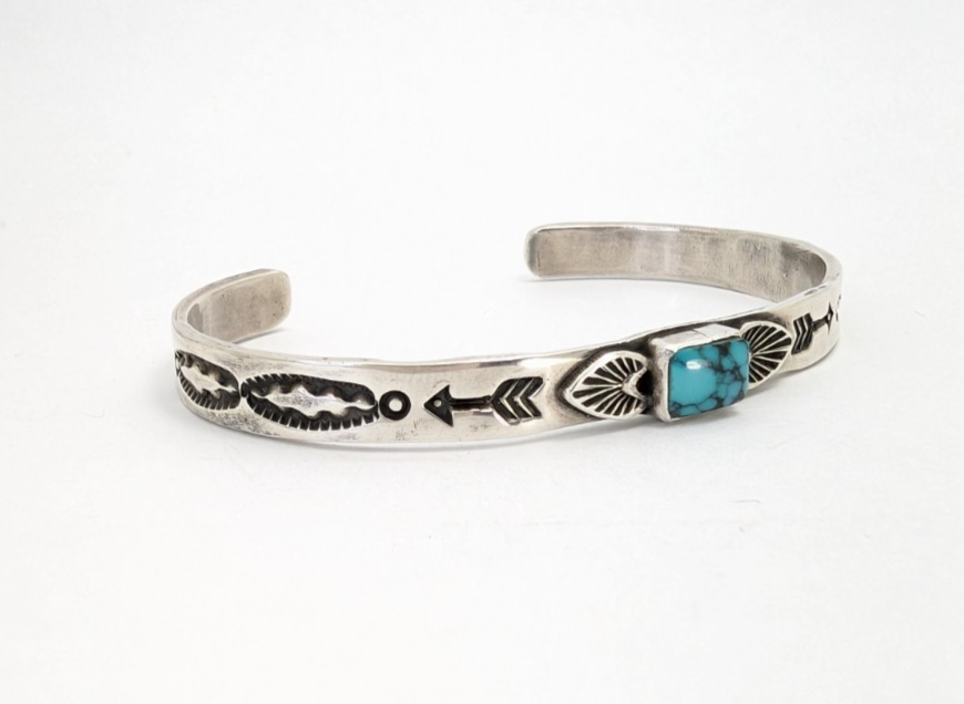 A. Jake Sterling Silver 925 Turquoise Stamped Cuff Bracelet 11326 - Image 2