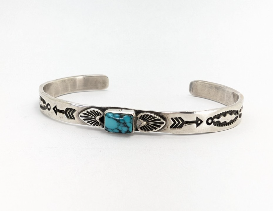 A. Jake Sterling Silver 925 Turquoise Stamped Cuff Bracelet 11326 - Image 3