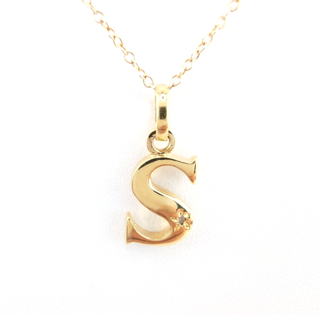 Sterling Silver 925 18" Necklace Cable Inital Letter S R1043- CRN10