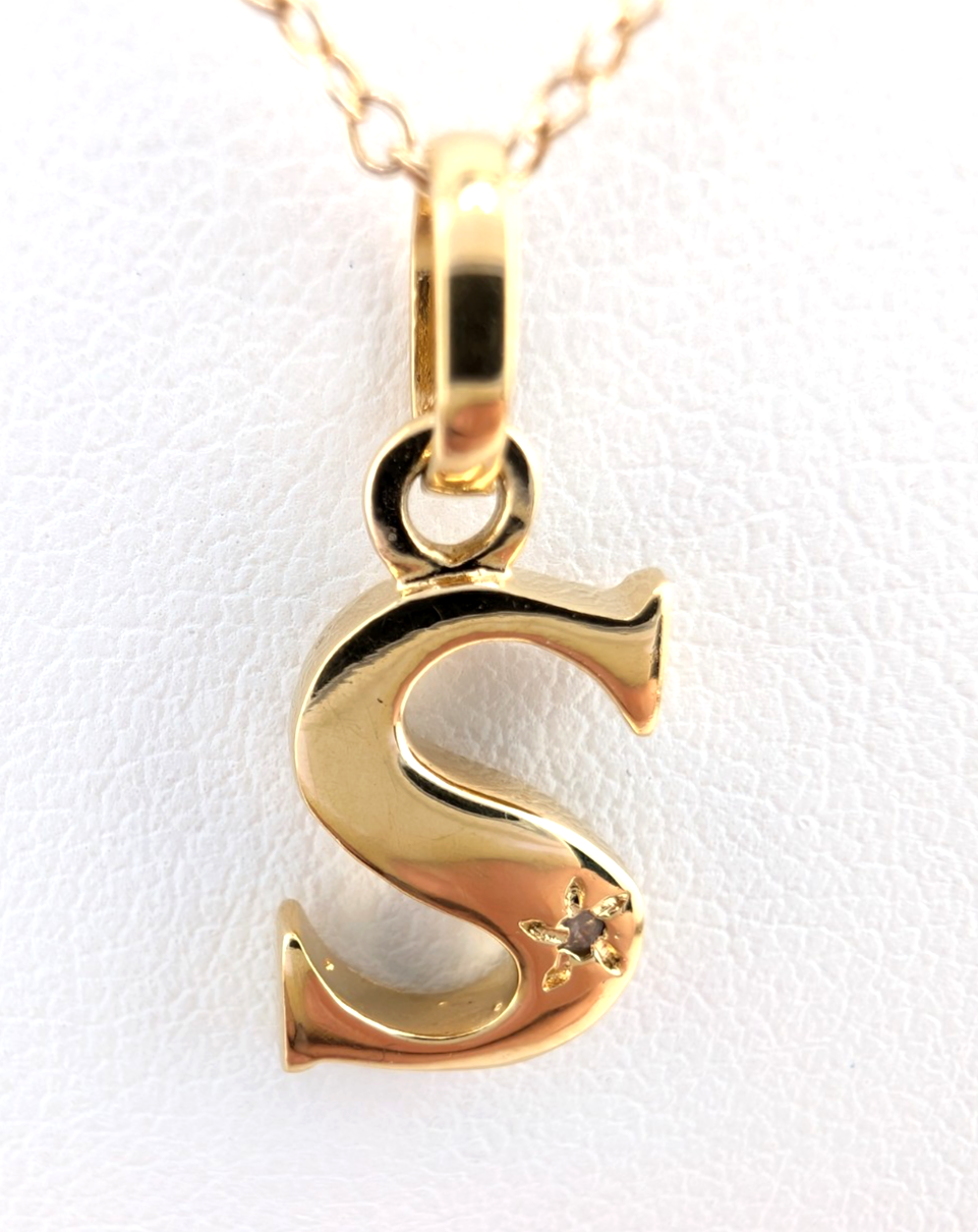 Sterling Silver 925 18" Necklace Cable Inital Letter S R1043- CRN10 - Image 2