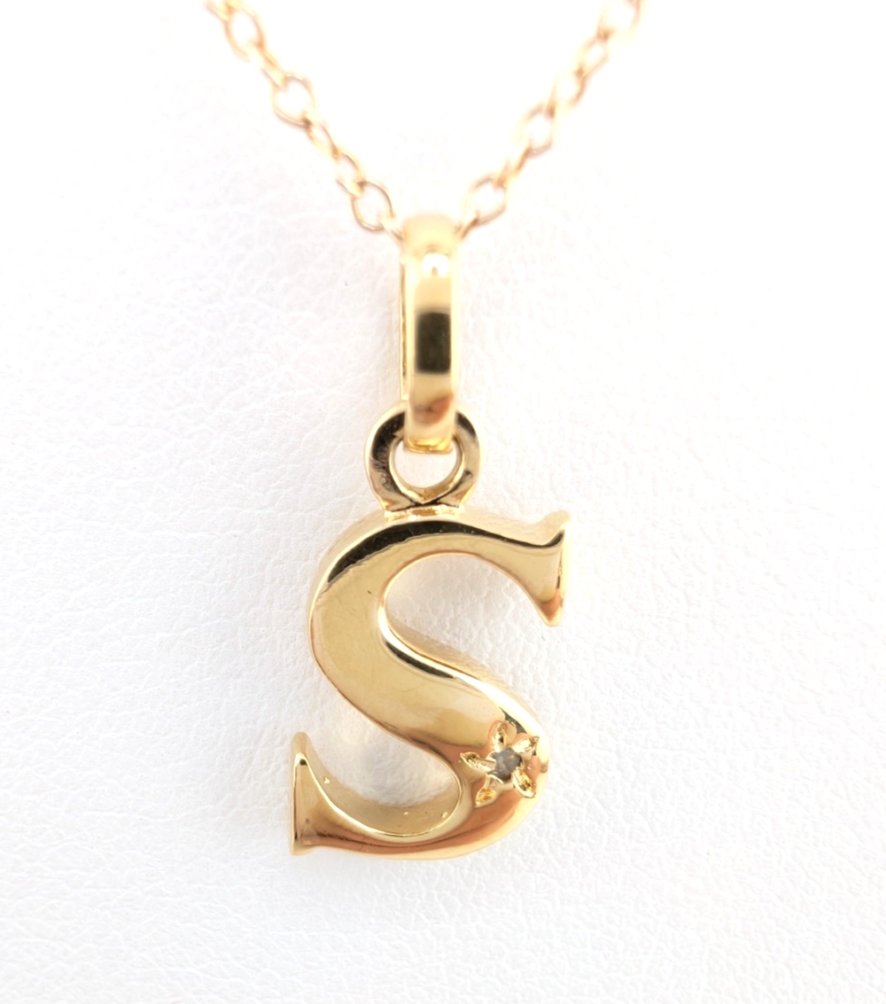 Sterling Silver 925 18" Necklace Cable Inital Letter S R1043- CRN10 - Image 3